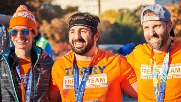 Terry Alexander wears a finisher medal at the TCS New York City marathon.   